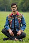 Embellished Denim Jacket with Handcrafted Mirror Work