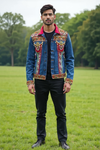 Embellished Denim Jacket with Handcrafted Mirror Work