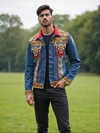 Embellished Denim Jacket with Handcrafted Mirror Work