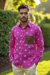 Pink Bandhani Print Shirt with Handcrafted Embellished Pocket
