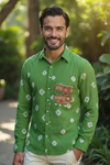 Green Man Bandhani Shirt with Embellished Pocket