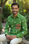 Green Man Bandhani Shirt with Embellished Pocket