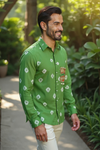 Green Man Bandhani Shirt with Embellished Pocket
