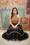 Black Tiered Lehenga with Multicolor Beaded Blouse