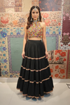 Black Tiered Lehenga with Multicolor Beaded Blouse