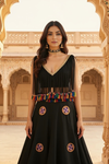 Black Mirror Work Tassel Lehenga Set