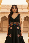 Black Mirror Work Tassel Lehenga Set