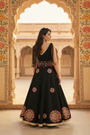 Black Mirror Work Tassel Lehenga Set