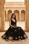 Black Mirror Work Tassel Lehenga Set