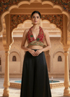 Red Embroidered Halter Neck Blouse Top