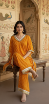 Orange Bandhej Co-ord Set with Sequin