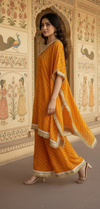 Orange Bandhej Co-ord Set with Sequin