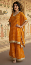 Orange Bandhej Co-ord Set with Sequin