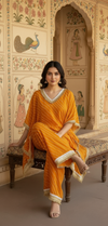 Orange Bandhej Co-ord Set with Sequin