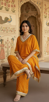 Orange Bandhej Co-ord Set with Sequin