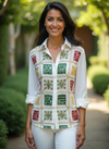 White Phulkari Hand-Embroidered Shirt