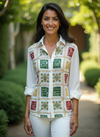 White Phulkari Hand-Embroidered Shirt