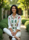 White Phulkari Hand-Embroidered Shirt