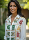 White Phulkari Hand-Embroidered Shirt