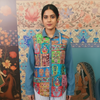 Mumtaaz Denim Shirt with Colorful Embroidered Patchwork