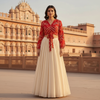 Red Bandhani Tie-Knot Crop Top