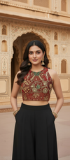 Regal Red Hand-Embroidered Blouse