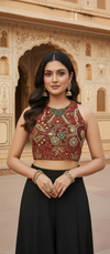 Regal Red Hand-Embroidered Blouse