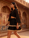 Black Bandhani Print Skirt & Tie-Knot Top Co-ord Set