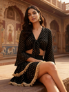 Black Bandhani Print Skirt & Tie-Knot Top Co-ord Set