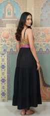 Boho Patchwork Black Maxi Dress