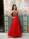 Red Boho Patchwork Maxi Dress