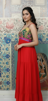 Red Boho Patchwork Maxi Dress