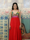 Red Boho Patchwork Maxi Dress