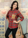 Red Tartan Shirt with Embroidered Pocket
