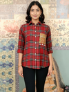 Red Tartan Shirt with Embroidered Pocket
