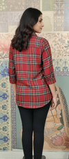 Red Tartan Shirt with Embroidered Pocket