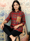 Red Tartan Shirt with Embroidered Pocket