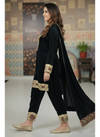 Luxury Black Velvet Kurta Set with Embroidered Dupatta – Festive & Wedding Collection