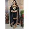 Luxury Black Velvet Kurta Set with Embroidered Dupatta – Festive & Wedding Collection