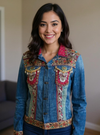 Boho Regal Hand-Embroidered Denim Jacket – Luxe Fusion Wear