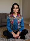 Boho Regal Hand-Embroidered Denim Jacket – Luxe Fusion Wear