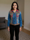 Boho Regal Hand-Embroidered Denim Jacket – Luxe Fusion Wear