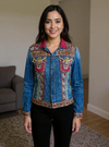 Boho Regal Hand-Embroidered Denim Jacket – Luxe Fusion Wear