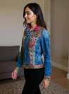 Boho Regal Hand-Embroidered Denim Jacket – Luxe Fusion Wear