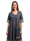 Teal Blossom Cotton Kurta Set