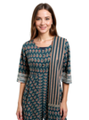 Teal Blossom Cotton Kurta Set