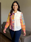 White Handcrafted Patchwork Shirt with Artistic Hand Embroidery – Boho Fusion Wear