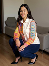 White Handcrafted Patchwork Shirt with Artistic Hand Embroidery – Boho Fusion Wear