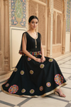 Black Mirror Work Tassel Lehenga Set