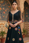 Black Mirror Work Tassel Lehenga Set
